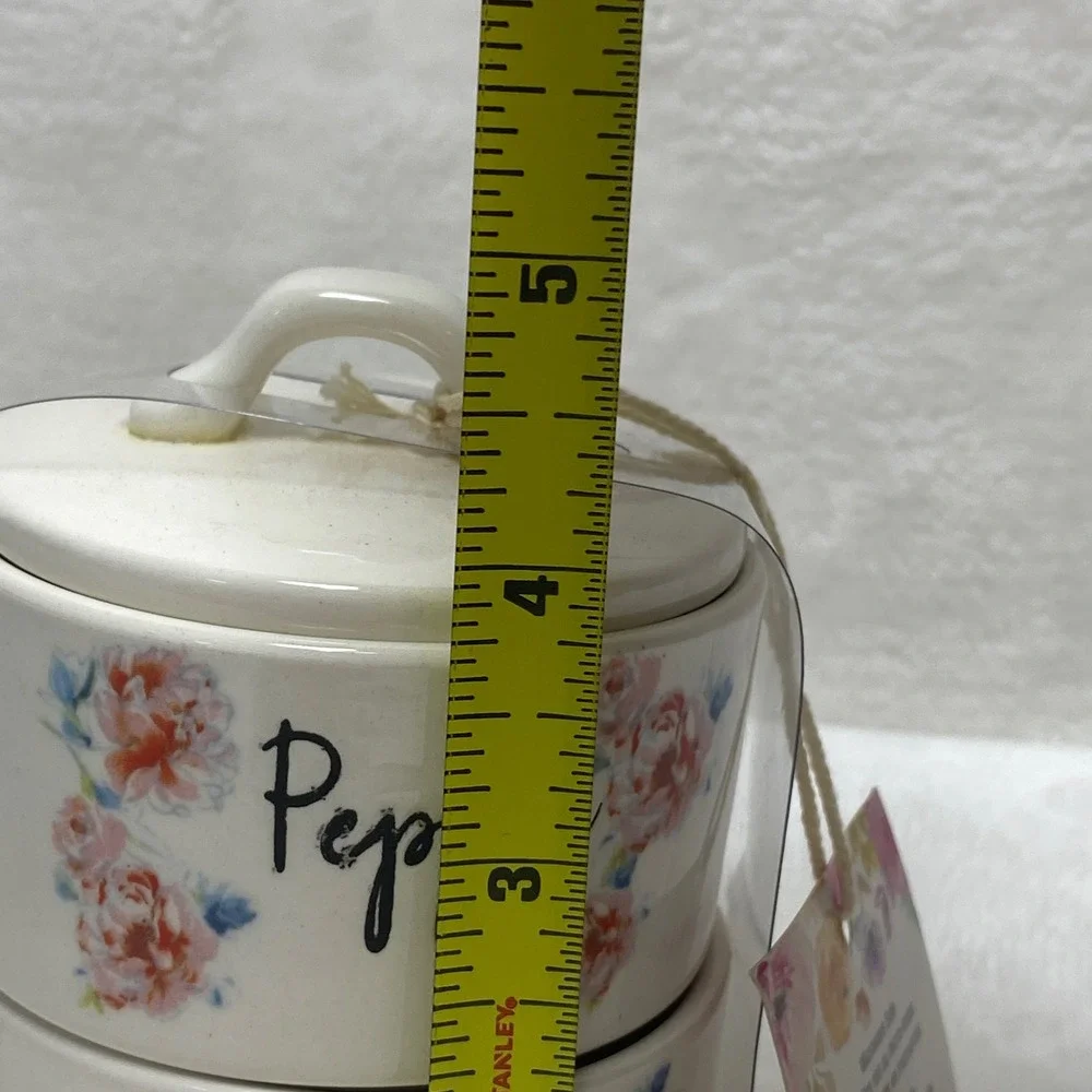 Stackable Salt & Pepper‎ Cellar Ceramic Floral Kitchen Design Christmas Gift New